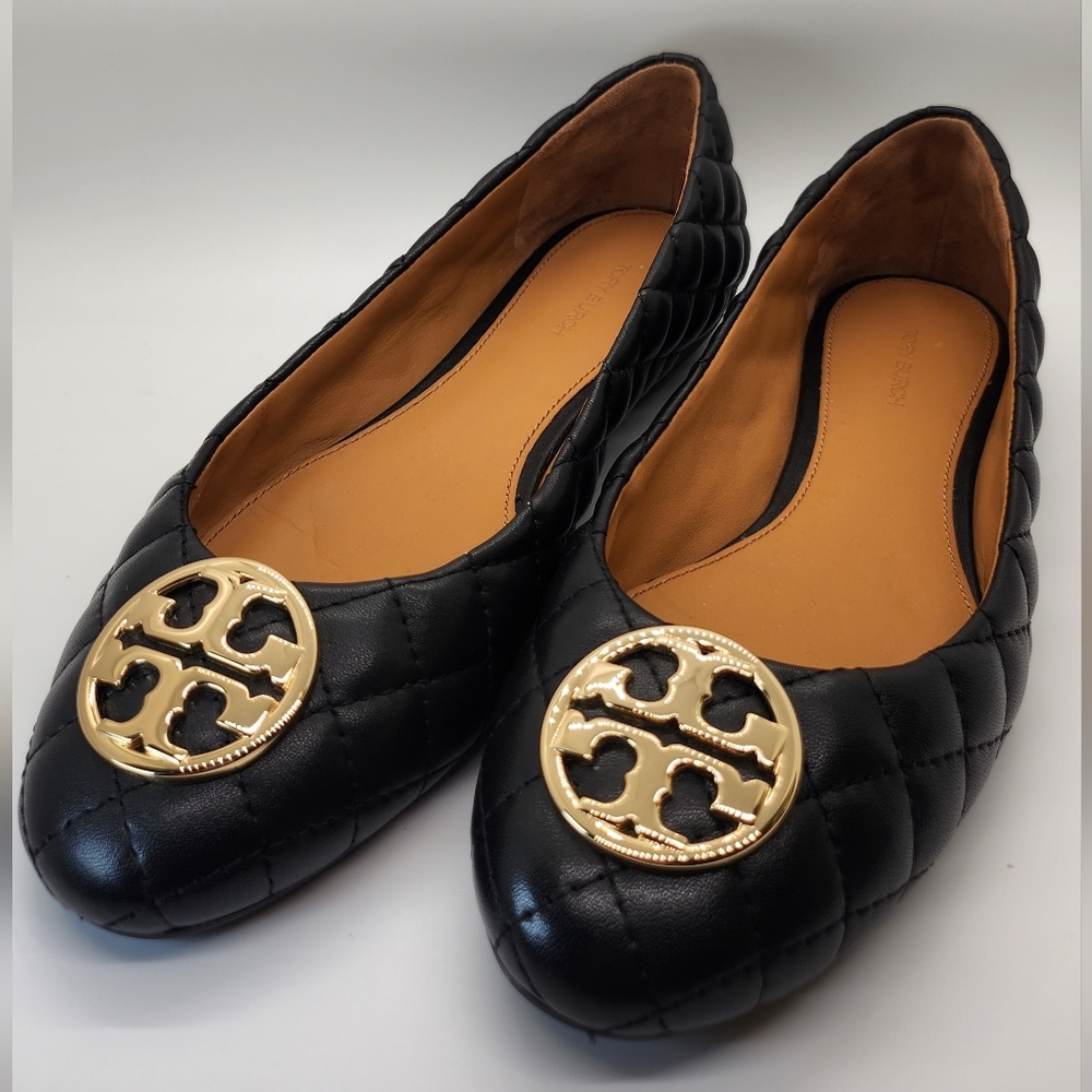 NWOB Tory Burch Womens Quilted Flats Black Size 8.5 - Picture 1 of 7